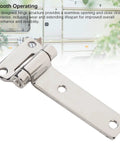 T-shaped door hinge, 304 stainless steel, with long mounting plate for RV/van cabinet hatch.