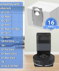 16 Pack Dust Bags For Q7 Q5 Q10 S5 S7 S8 Series Robotic Vacuum Cleaners, displayed with compatible Roborock models list