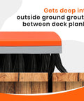 Close-up of 55 Inch Long Handle Deck Brush With Stiff Bristles For Concrete Patios Garage Floors Outdoor Scrubber