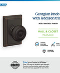 Georgian Door Knob With Addison Trim Aged Bronze Non Locking Hall And Closet Passage Door Knob For Interior Doors