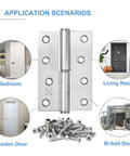 Six Pack Lift Off Door Hinges 4 Inch Heavy Duty Stainless Steel Detachable Hinges Left Handed Rust Resistant For Indoor And Outdoor Use With 50 Lbs Loading Capacity, stainless screws