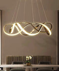 Gold LED Ring Dining Room Chandelier Pendant Light Fixture for Living Room and Kitchen, Modern Irregular Circular Ring Design
