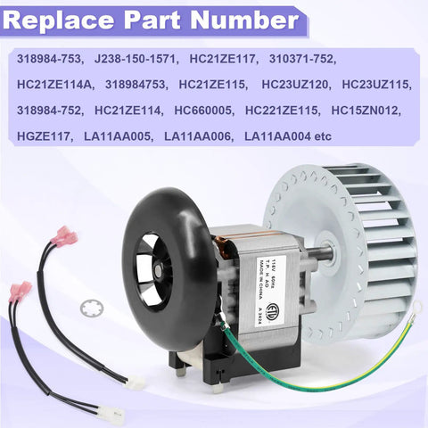 Alt Tag: Draft Inducer Motor With Blower Wheel Kit For Furnace Replacement Parts That Boosts Efficiency And Keeps Exhaust Safe Easy Install Works With Multiple Brands Model HC21ZE117 HC21ZE114A LA11AA005 displayed with wires and components