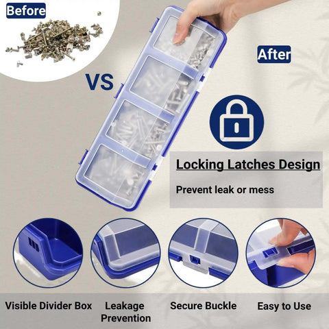 6 Pack Screw Organizer Box With Lid For Garage And Workshop Four Compartments Small Parts Bins Plastic Hardware Storage