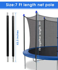Premium Trampoline Net Poles Replacement Kit Featuring Heavy Duty Foam Padded Straight Uprights With Round Ends Fits 10 Through 16 Foot Spring Beds For A Dope Backyard Upgrade Smooth Safety Essential, 7 ft net pole.