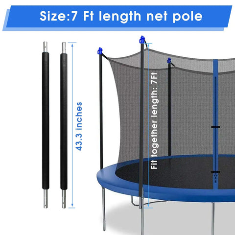 Premium Trampoline Net Poles Replacement Kit Featuring Heavy Duty Foam Padded Straight Uprights With Round Ends Fits 10 Through 16 Foot Spring Beds For A Dope Backyard Upgrade Smooth Safety Essential, 7 ft net pole.
