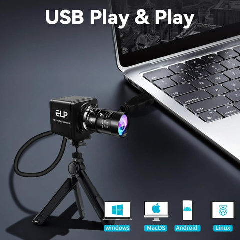 Global Shutter USB Camera Monochrome High Speed Imaging 1280x800 at 120fps connected to laptop for plug and play use