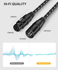 XLR Cables 3ft 2 Pack Balanced Microphone Cables From Male To Female 3 Pin Nylon Braided Shielded Oxygen Free Copper OFC studio