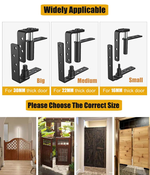 Top Shelf Heavy Duty 304 Stainless Steel Double Swing Door Hinges for 16MM doors, shown in various sizes for different door thicknesses.