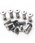 Stainless Steel Pivot Pins Rivets For Knife Handles Pack Of 10 9mm Length 8mm Head 5mm Shaft Fits 5mm Holes Displayed In A Group
