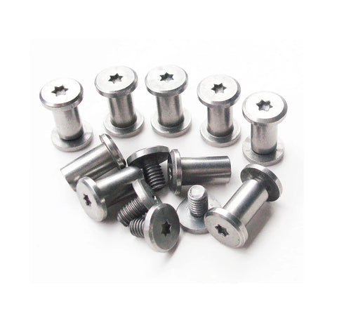Stainless Steel Pivot Pins Rivets For Knife Handles Pack Of 10 9mm Length 8mm Head 5mm Shaft Fits 5mm Holes Displayed In A Group