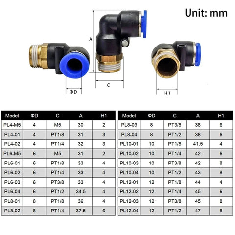 Dead Simple Slick Pneumatic Air Quick Connector Fitting For 4Mm 6Mm 8Mm Tubing And Universal 1/8 1/4 3/8 1/2 Inch Male Threads No Sweat Setup Tough As Nails straight hose pipe adapter with dimensions.