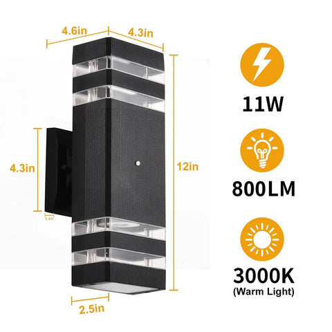 Dusk To Dawn Outdoor Wall Lights 2 Pack 3000K Warm White Up And Down Porch Exterior Fixtures Waterproof Outdoor Lighting