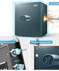 Compact Fireproof Safe Box For Home Use 0.8 Cu Ft with anti-drilling feature, solid locking bolts and micro-slit design door.