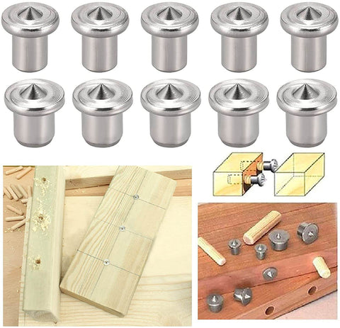Pro Grade Hollow Dowel And Tenon Center Pin Kit For Woodworking with chrome plated steel dowel centers in 1/4 and 5/16 inch, 20 pieces