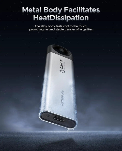 512GB Portable SSD With 460MB/s Speed, Hook Design External Drive With USB-C And USB-A 2-In-1 Cable, metal body design