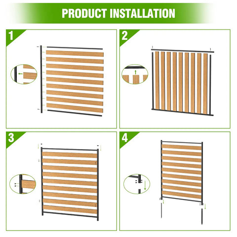 Installation steps for No Dig Outdoor Privacy Screen For AC Unit And Yard Gear, 40.27 x 54.6 inch metal fence panel.