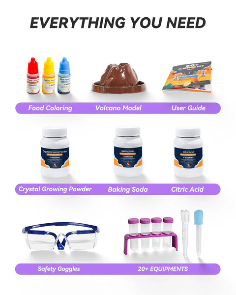 Over Sixty Hands On Science Kit For Kids Eight Plus, A Fun STEM Educational Gift With Sixty Plus Experiments for Boys And Girls contents