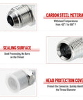 Ten Pack Hydraulic Hose Adapter Fittings Half Inch JIC Thirty Seven Degree Male To Half Inch NPT Male Straight Tube Connectors With Protective Cover Beefy Build Leak Proof Construction showing carbon steel material and sealing surface