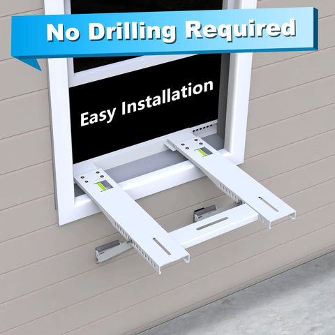 Drill Free Window Air Conditioner Bracket Heavy Duty Universal Fit No Drilling Required Easy Install Supports Up To 200 Pounds Fits 5000 To 24000 BTU Window Units installed on window