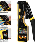 Pass Through RJ45 Crimp Tool Kit For Cat5e Cat6 Ethernet Plugs Pro Grade No Fuss All In One Crimping Tool With Spare Blades