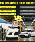 Comparison of using Platinum White Pearl NH-883P Honda Touch Up Paint Kit and repair shop, highlighting DIY cost-saving benefits.