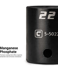 Close-up of 22 mm socket from Three Eighth Inch Drive Shallow Impact Socket Set Metric 8 To 22 Mm, showing phosphate coating