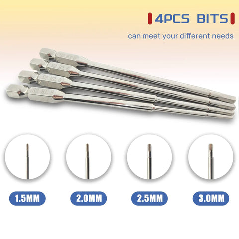 Four-piece chrome RC Model Repair Tools Kit 4 In 1 With One Quarter Inch Drive And Allen Keys 1.5mm 2.0mm 2.5mm 3.0mm