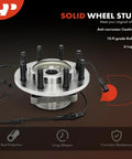 Front Wheel Bearing And Hub Assembly With ABS For Dodge Ram 1500 2006 2007 2008 4WD Eight Lug Compatible With Ram 2500 2006 2007 2008 And Ram 3500 2006 2007 2008 featuring anti-corrosion coating, bolts, and 6 lugs
