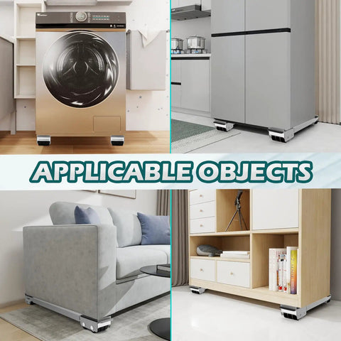 Heavy Duty Appliance Rollers With Adjustable Lifter Extendable Furniture Movers Kit under washer, fridge, sofa, cabinet in gray