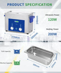 Heavy Duty Industrial Ultrasonic Cleaner 4L 120W With Timer And Heater Basket For Jewelry Glasses Chains And Watches 40KHz