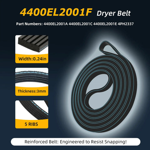 Beefed Up Replacement Dryer Roller Kit For Front Load Dryers With Drum Rollers And Idler Pulleys Plus Belt details.