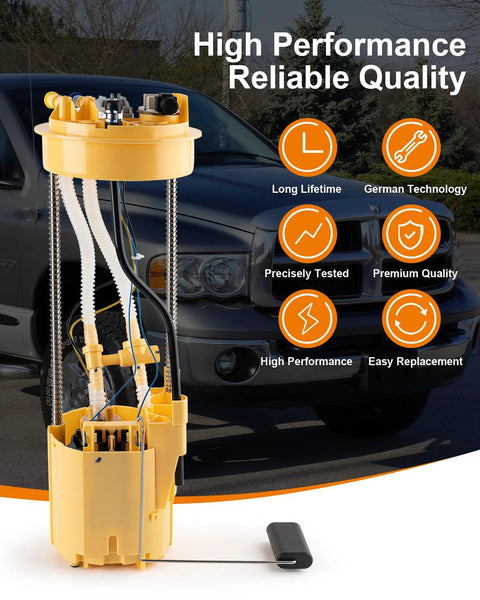 Electric Fuel Pump Assembly For Dodge Ram 2500 3500 1998 To 2004 L6 5.9L With 34 Or 35 Gallon Tank Replacement Sending Unit O Ring Included