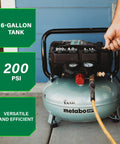 The Tank Portable Pancake Air Compressor 200 PSI 6 Gallon Tank Built For Framing Siding Finish Brad Or Roofing Nailer Tasks