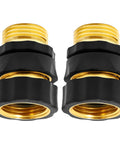 Aluminum Garden Hose Quick Connect Fittings 4 Piece Set Three Quarter Inch No Leak Quick Connectors, 2 female adapters shown