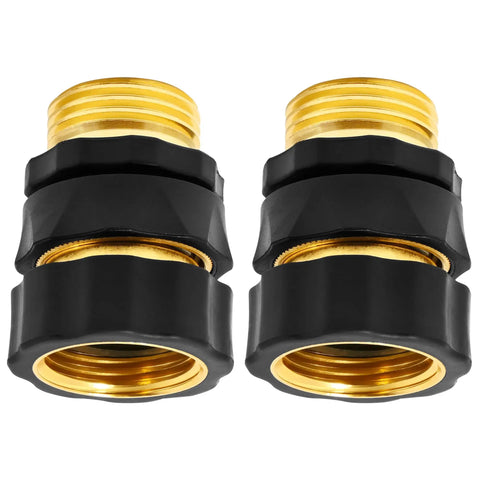 Aluminum Garden Hose Quick Connect Fittings 4 Piece Set Three Quarter Inch No Leak Quick Connectors, 2 female adapters shown