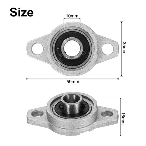 Four Pack Pillow Block Bearings 10mm Bore Zinc Alloy Flange Mounted Housing KFL000 Ball Bearing Units With P6 ABEC-3 Precision, Rustproof and Durable Shaft Support for Machinery and DIY Projects, 59mm wide