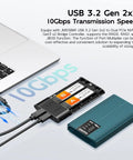 Killer Dual Bay Nvme Raid Enclosure For M2 Pcie Ssd connected to a laptop, showcasing USB 3.2 Gen 2x2 interface and M.2 SSD slots.