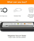 Heavy Duty Vacuum Sealer Machine With Slick One Touch Control And Built In Cutter Bags For Meal Prepping Meat Seafood And Veggies Killer Airtight Freshness Saver with AC power cord and accessory hose.
