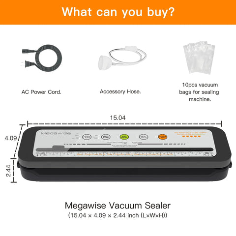 Heavy Duty Vacuum Sealer Machine With Slick One Touch Control And Built In Cutter Bags For Meal Prepping Meat Seafood And Veggies Killer Airtight Freshness Saver with AC power cord and accessory hose.