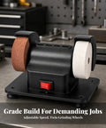Bad Boy Twin Wheel Mini Bench Grinder With Slick Rubber Footed Base For Sharpening Polishing Space Saving Design 220 Volt Electric Edger Machine.