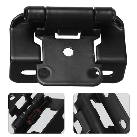 Self Closing Semi Concealed Kitchen Cabinet Hinges In Black Finish Built Tough With Spring Steel Construction Soft Close Action Half Inch Overlay Ideal For RV And Marine Cabinets Two Pack Durable And Easy To Install