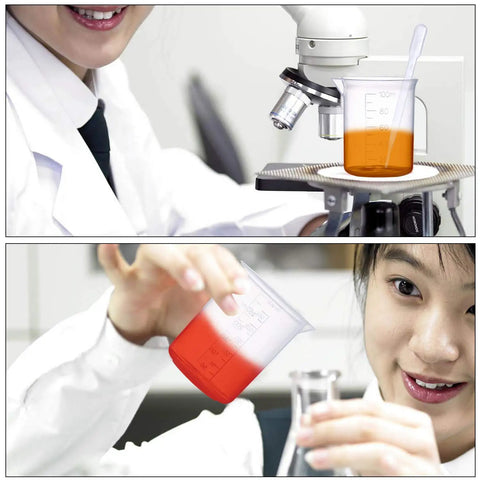 Plastic Beaker Set With Five Size Low Form Graduated Beakers In 500 Ml 250 Ml 100 Ml 50 Ml 25 Ml And Five Droppers For Lab Experiments