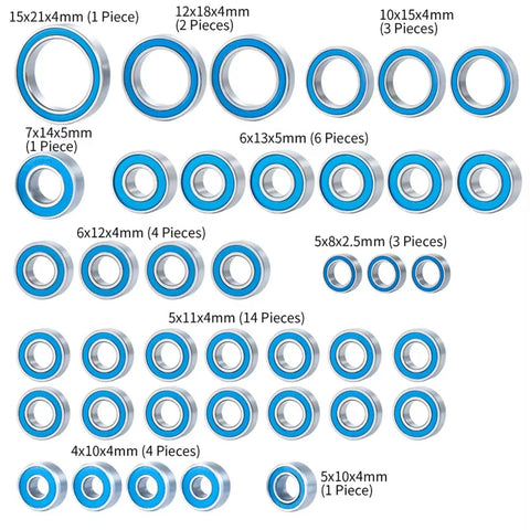 RC Ball Bearing Kit 39pcs Upgrade Parts For Traxxas TRX4 Bronco 1 To 10 Crawler Car, blue steel bearings