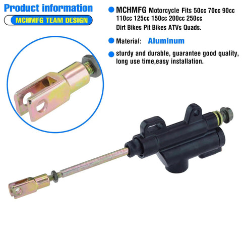 Rear Hydraulic Brake Master Cylinder Pump For Motorcycles And ATVs Universal Fit 50cc 70cc Dirt Bikes Aluminum
