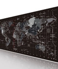 World Map Large Gaming Mouse Pad With Anti Slip Rubber Base Extended XXL Desk Mat For Gaming Keyboard And Mouse 31.5 By 11.8 Inches Ultra Smooth Surface Non Slip Big Desk Pad side view showing detailed map design.