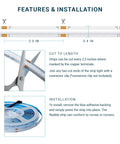 Features and installation for Dimmable 24V RGB COB LED Strip Light Kit 16.4ft UL Listed 12W/M Flexible Cuttable Lighting