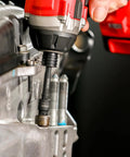 Close-up of impact driver using Nine Piece Metric Impact Hex Driver Set With Chrome Moly Steel And Manganese Phosphate Coating