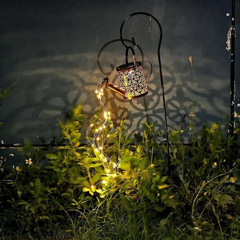 Solar Garden LED Light Watering Can Fairy Lights For Pathway Yard Lawn Patio Decor Outdoor Stake Light Sun Powered No Cord Needed Whimsical Garden Vibe With Romantic Twinkle And Easy Install