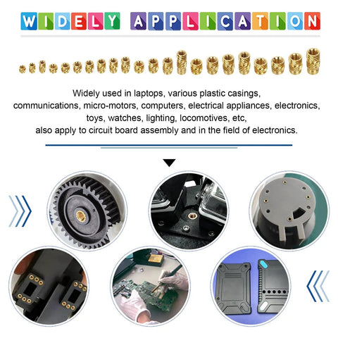 220 Piece Threaded Inserts Kit With Heat Set Tool For 3D Printing And DIY Makers, Brass Knurled Nuts In Various Applications